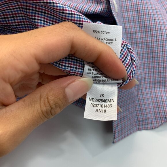 1901 Shirt Mens 17.5 Trim Fit Check Multi Mini Check Button Up Long Sleeve Dress - Picture 6 of 10